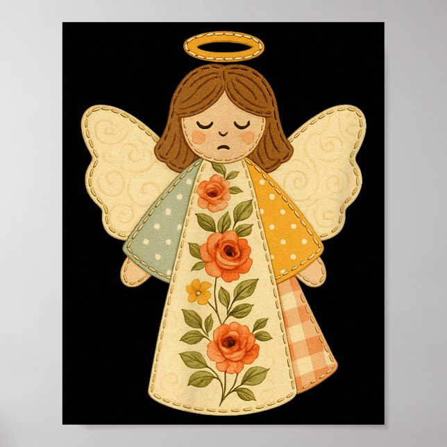 Patchwork Angel Cozy Christmas &amp; Christian Des Poster (Framsidan)