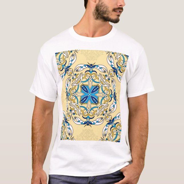 Patchwork Arabiska Blommigten Vintage Struktur T Shirt (Framsida)