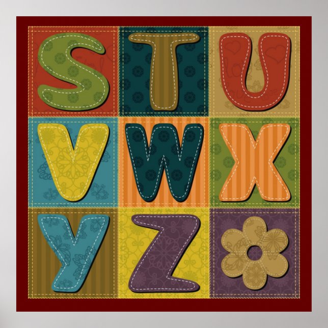Patchwork Background med Alphabet Mönster Poster (Framsidan)