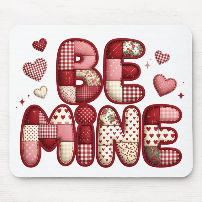 Patchwork ”Be Mine” Alla Hjärtans Dag Musmatta (Framsidan)