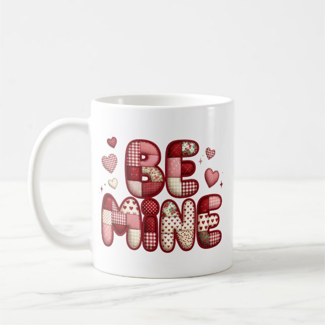 Patchwork "Be Mine" Valentine's  Mug Kaffemugg (Vänster)