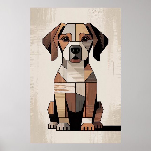 Patchwork Beagle - Geometric Dog Poster (Framsidan)