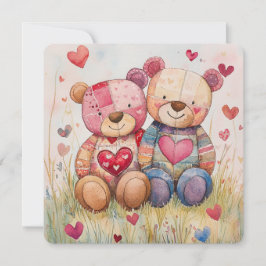 Patchwork Bears Valentine Julkort