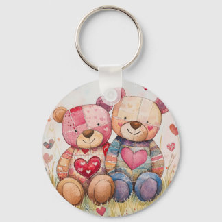 Patchwork Bears Valentine Nyckelring