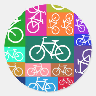 Patchwork Bicycles Runt Klistermärke
