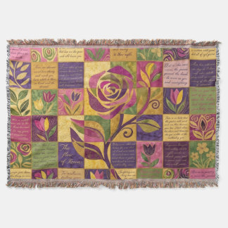 Patchwork Blommig Abstrakt Färgrik Vintage Retro Filt