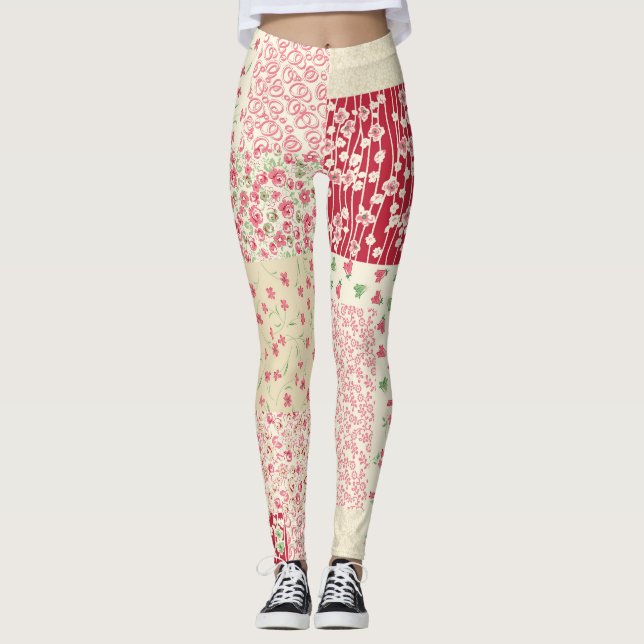 Patchwork Blommigt: Hand plockade Ornaments. Leggings (Framsida)