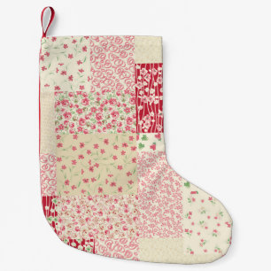 Patchwork Blommigt: Hand plockade Ornaments. Liten Julstrumpa