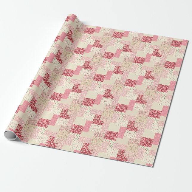 Patchwork Blommigt: Hand plockade Ornaments. Presentpapper (Utrullad)
