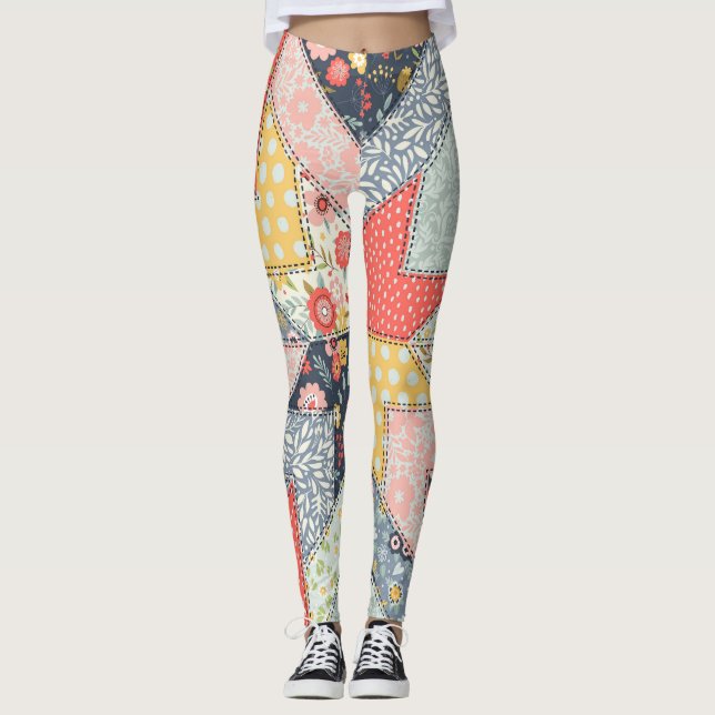 Patchwork-Blommigt: Vintage Ornament Leggings (Framsida)