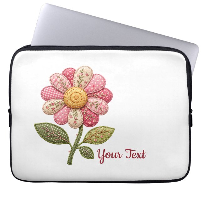 Patchwork Blume im Landhausstil Laptop Fodral (Framsidan)