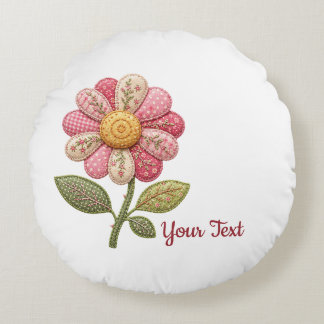 Patchwork Blume im Landhausstil Rund Kudde