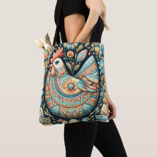Patchwork Boho Russian Folart Alla blues Påsk Tygkasse