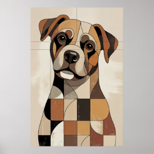 Patchwork Boxer - Geometrisk Hund Poster