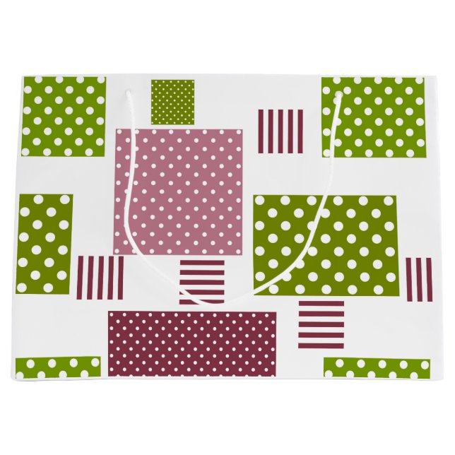Patchwork brun grönt polka dots vit bak (Framsidan)