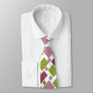 Patchwork brun grönt polka dots vit bak slips