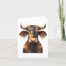 Patchwork Bull Hälsning Card