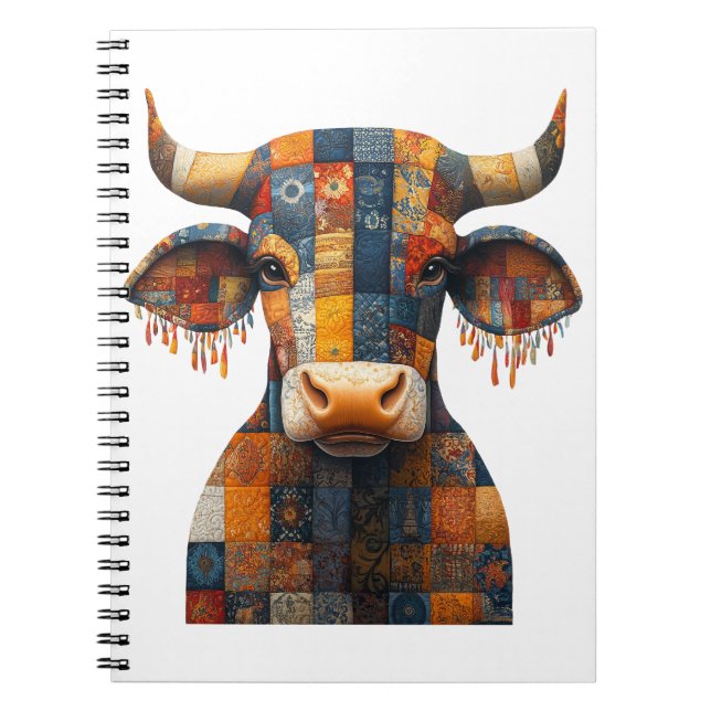 Patchwork Bull Notebook Anteckningsbok (Framsidan)