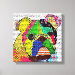 Patchwork Bulldog Canvastryck