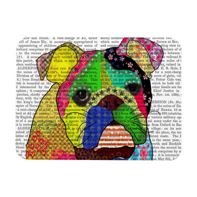 Patchwork Bulldog Magnet (Horisontell)