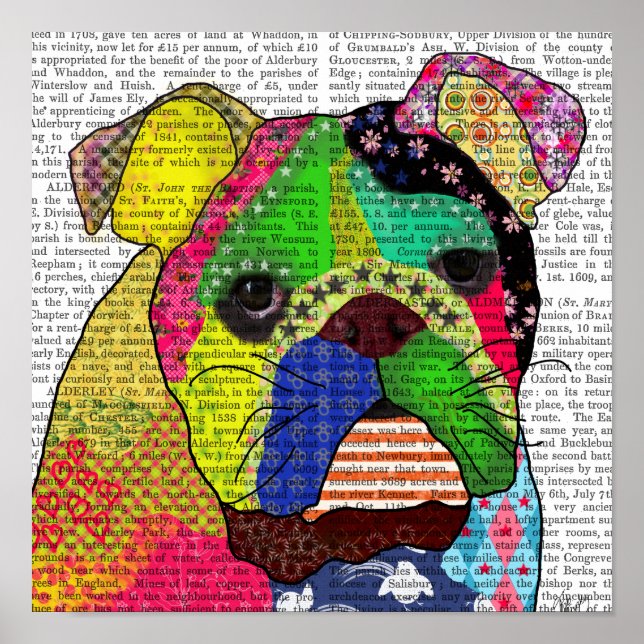 Patchwork Bulldog Poster (Framsidan)