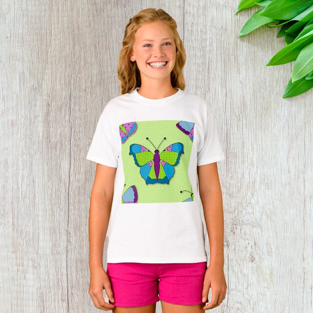 Patchwork Butterfly Pattern on Green T Shirt (Skapare uppladdad)
