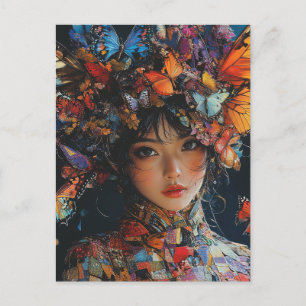 Patchwork Butterfly Woman Vykort