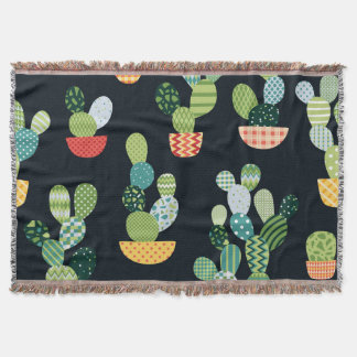 Patchwork Cactus Plants Seamless Mönster Filt