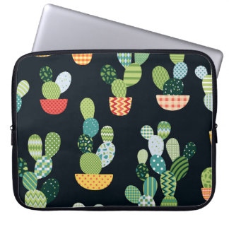 Patchwork Cactus Plants Seamless Mönster Laptop Fodral