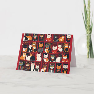 patchwork cat AI art. hälsningskort Kort