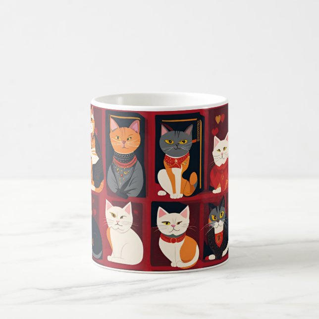patchwork cat AI art kaffe mugg (Center)
