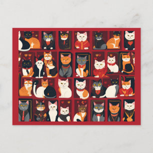 patchwork cat AI art-vykort Vykort
