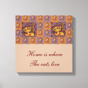 Patchwork Cat Canvastryck