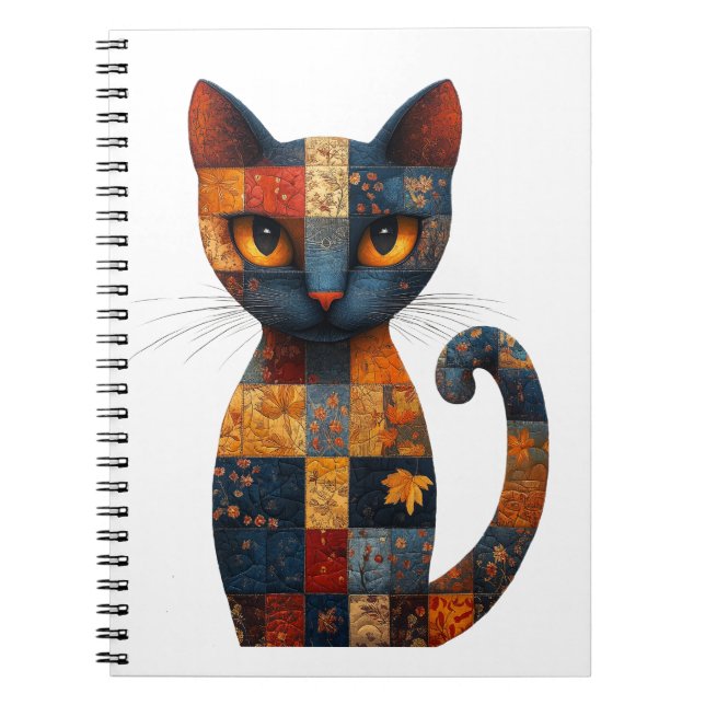 Patchwork Cat Notebook Anteckningsbok (Framsidan)