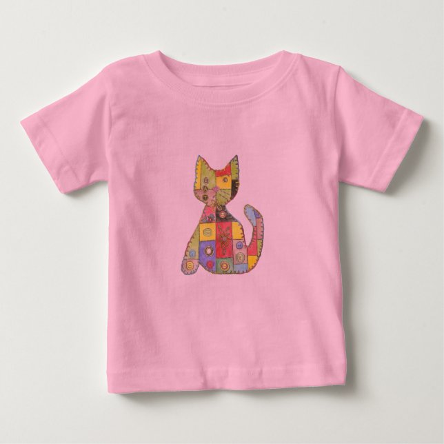 Patchwork Cat rosa t-Shirt (Framsida)