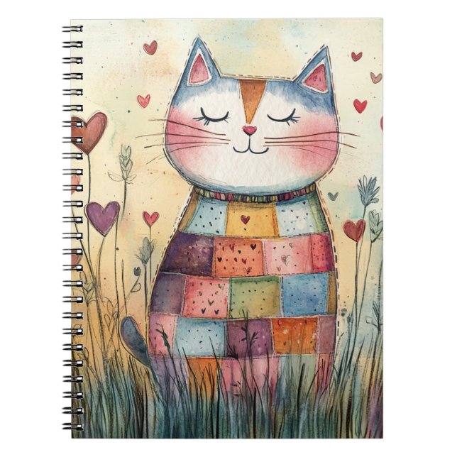 Patchwork Cat Valentine Anteckningsbok (Framsidan)