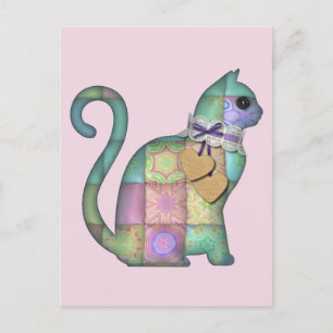patchwork cat-vykort vykort
