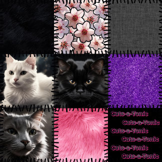 Patchwork Cats-a-Tonic Cat Leggings - Black Lila