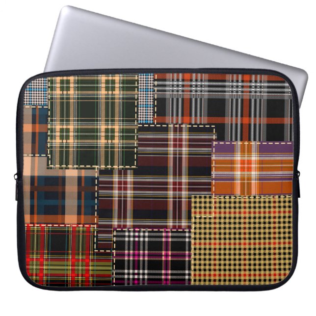 Patchwork chercks mönster, tartan design, yta  laptop fodral (Framsidan)