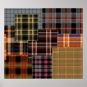 Patchwork chercks mönster, tartan design, yta poster