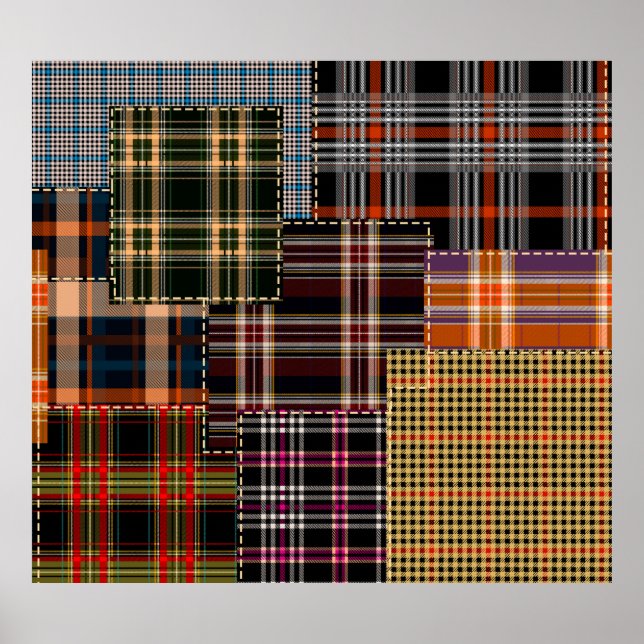 Patchwork chercks mönster, tartan design, yta poster (Framsidan)