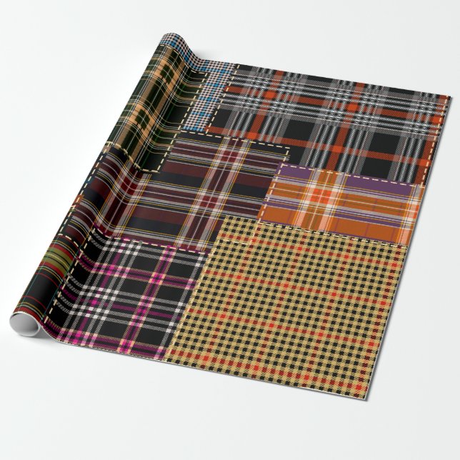 patchwork chercks pattern, tartan design, surface  presentpapper (Utrullad)