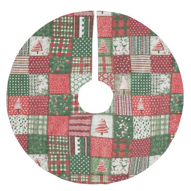 Patchwork Christmas  Julgransmatta Borstad Polyester (Framsidan)