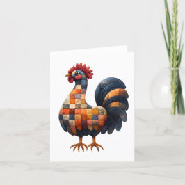 Patchwork Cockerel Hälsning Card Tack Kort