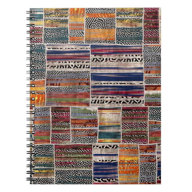 Patchwork collage: Blandad quilt mönster. Anteckningsbok (Framsidan)
