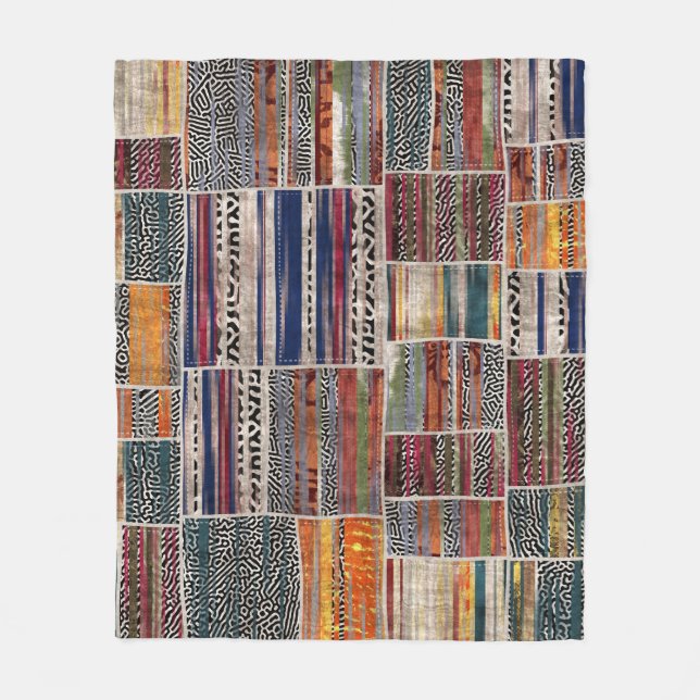 Patchwork collage: Blandad quilt mönster. Fleecefilt (Framsidan)