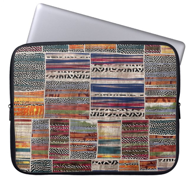 Patchwork collage: Blandad quilt mönster. Laptop Fodral (Framsidan)