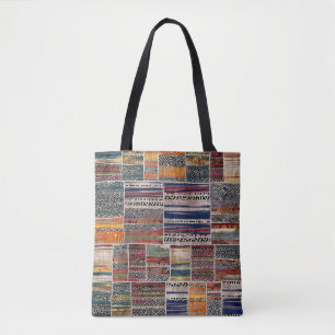Patchwork collage: Blandad quilt mönster. Tygkasse
