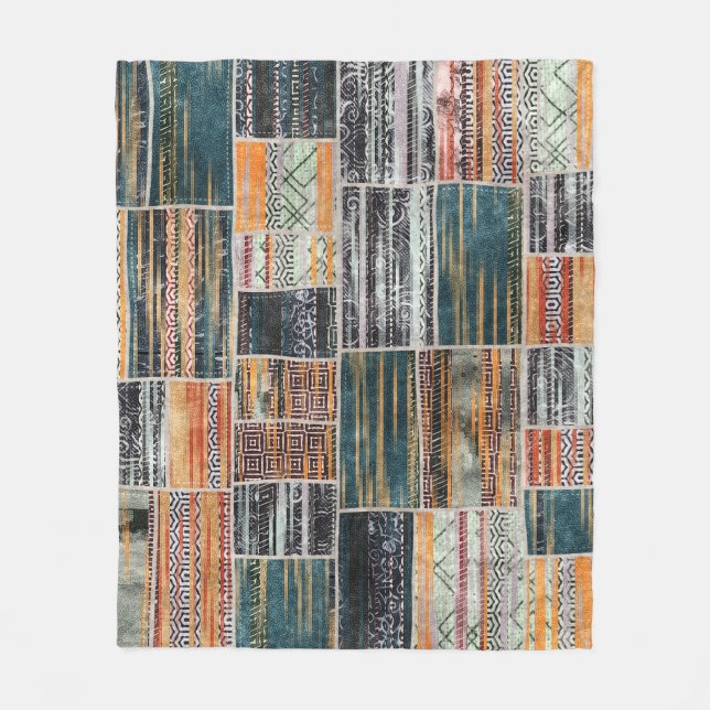 Patchwork collage mix, quilt mönster print. fleecefilt (Framsidan)