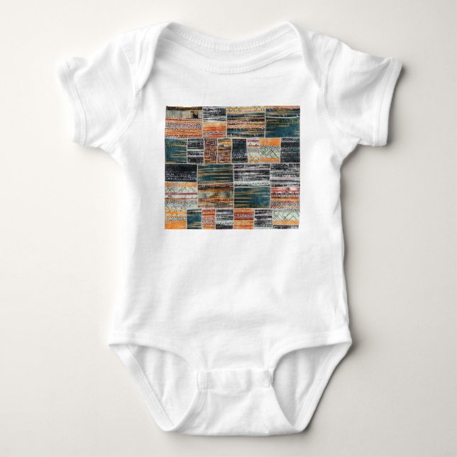 Patchwork collage mix, quilt mönster print. t shirt (Framsida)